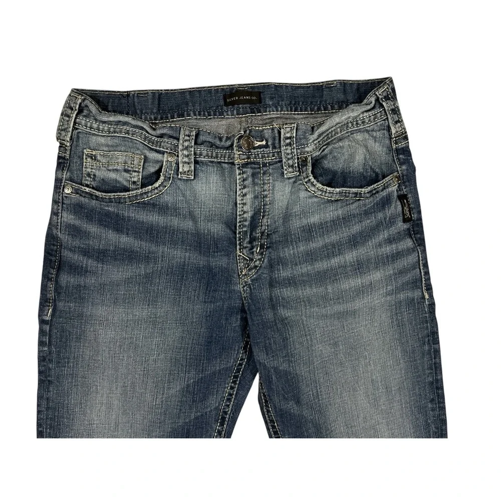 Silver Jeans Craig Mens 34x31 Straight Leg Denim Medium Wash Distressed